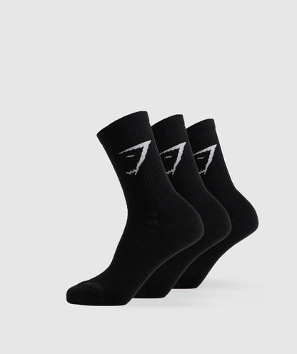 Women's Gymshark Crew Socks 3Pk Black