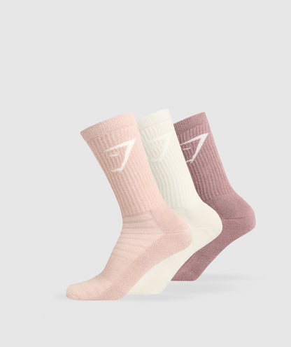 Gymshark Crew Socks 3Pk Chestnut Pink