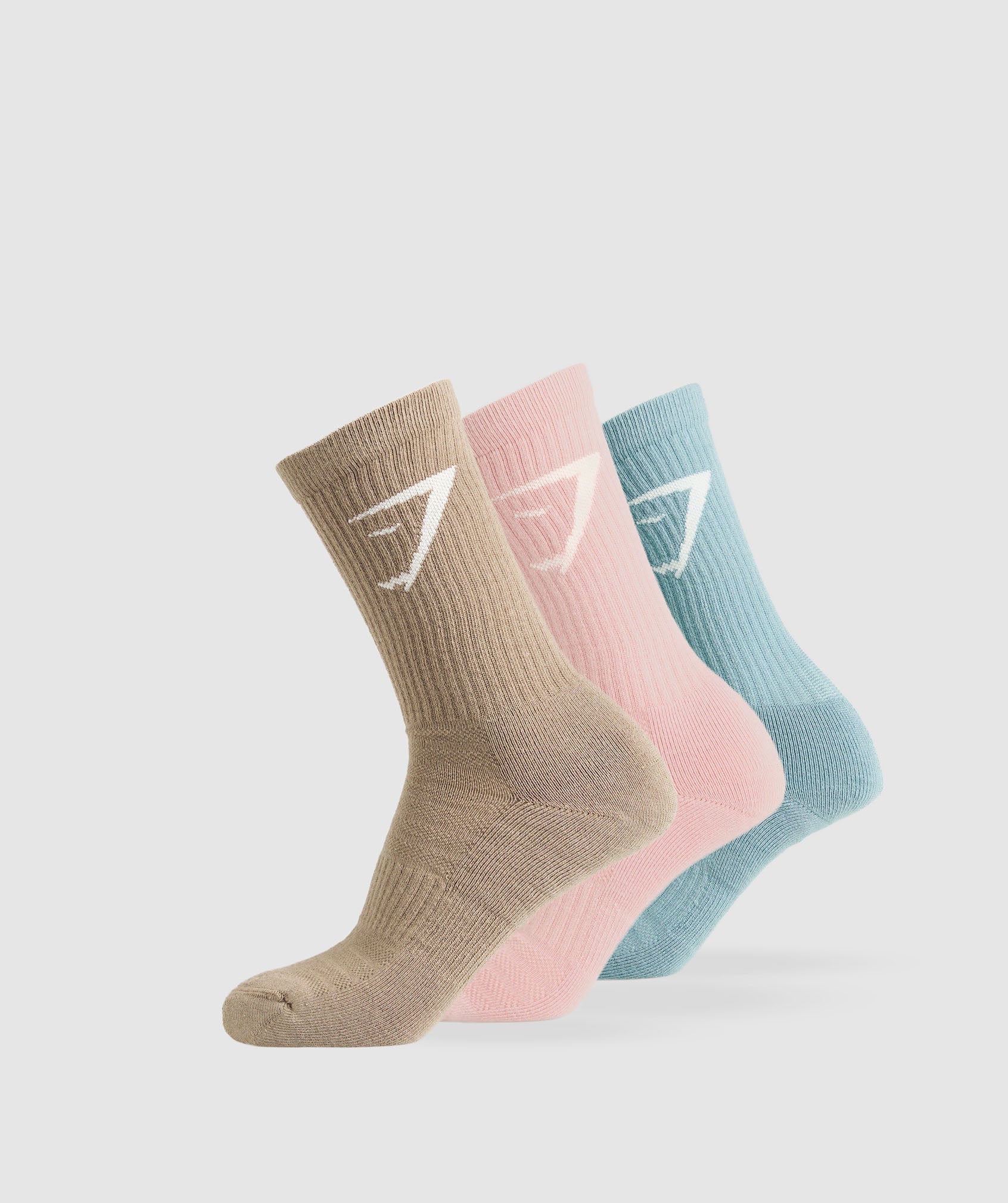 Gymshark Crew Socks 3Pk Lifestyle Brown