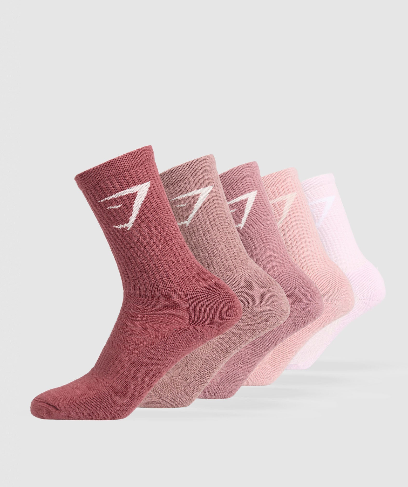 Women's Gymshark Crew Socks 5Pk Washed Berry Pink