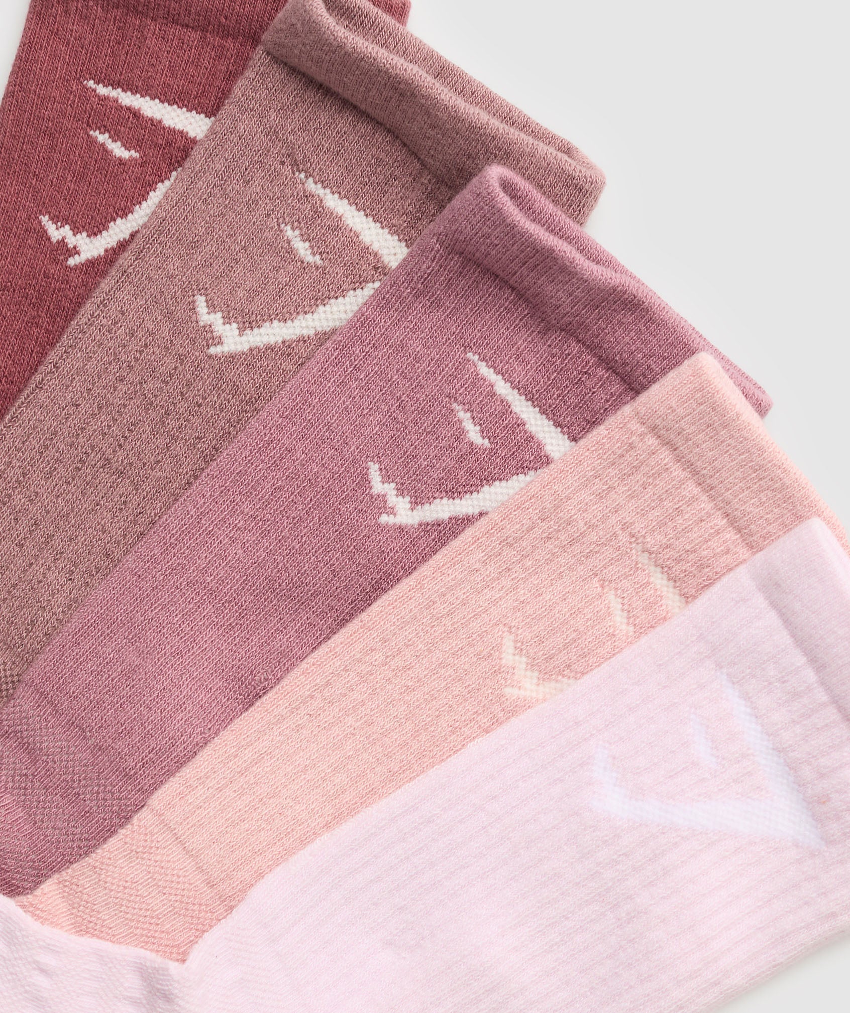 Women's Gymshark Crew Socks 5Pk Washed Berry Pink