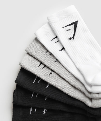Women's Gymshark Crew Socks 7Pk White