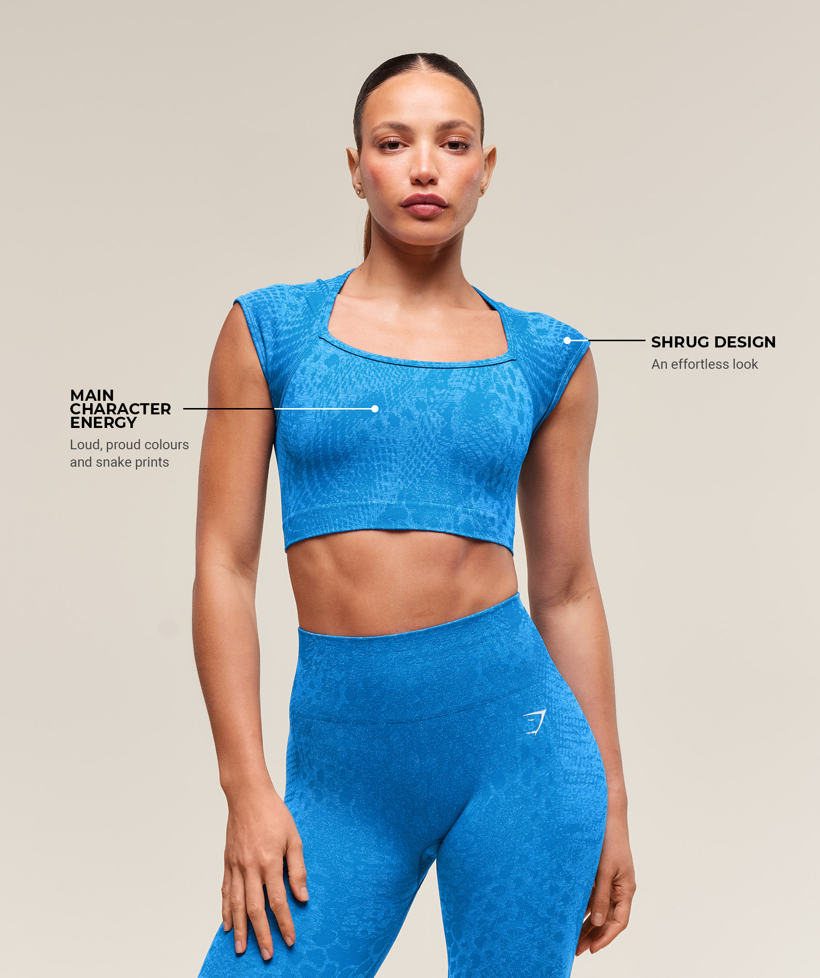Women's Gymshark Adapt X Whitney Animal Seamless Crop Top Barbell Blue