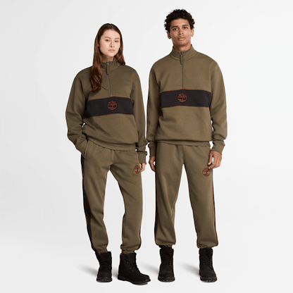 Timberland Cut-And-Sew Quarter-Zip Sweatshirt Leaf Green/Black