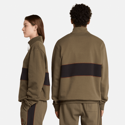 Timberland Cut-And-Sew Quarter-Zip Sweatshirt Leaf Green/Black