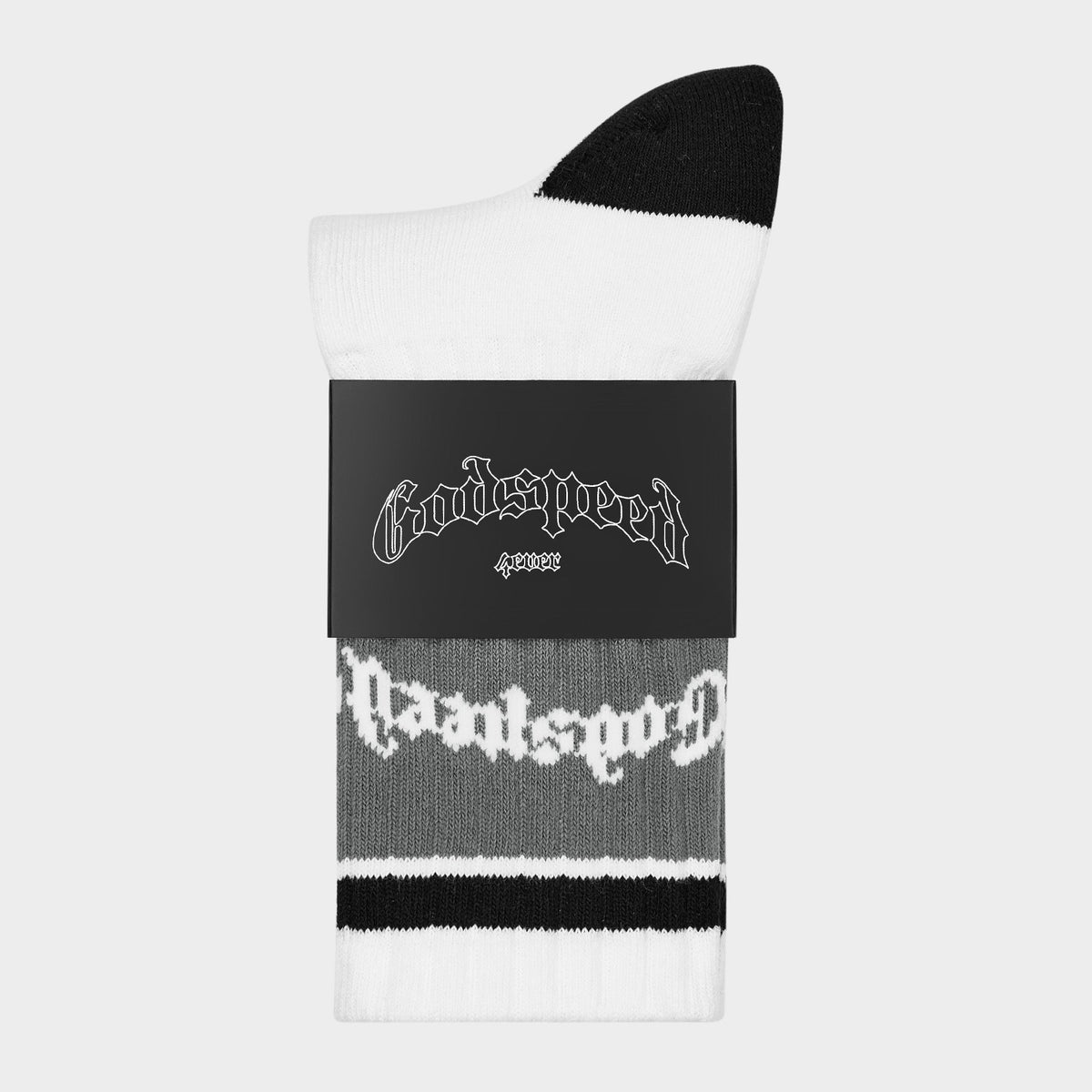 Godspeed Og Logo Striped Sock (White / Grey)
