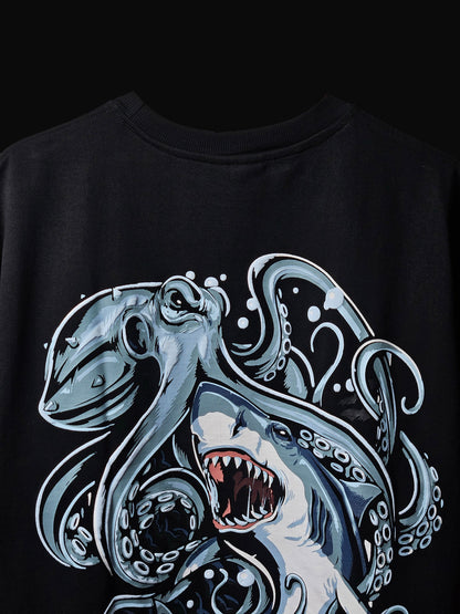 BLACK OCTOPUS X SHARK T-SHIRT