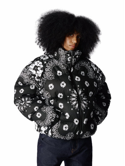 Denim Tears Cotton Wreath Paisley Puffer Jacket Black