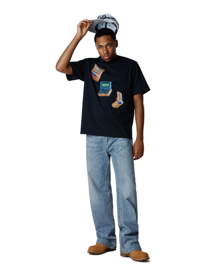 Denim Tears Two-Way Pager Tee Black