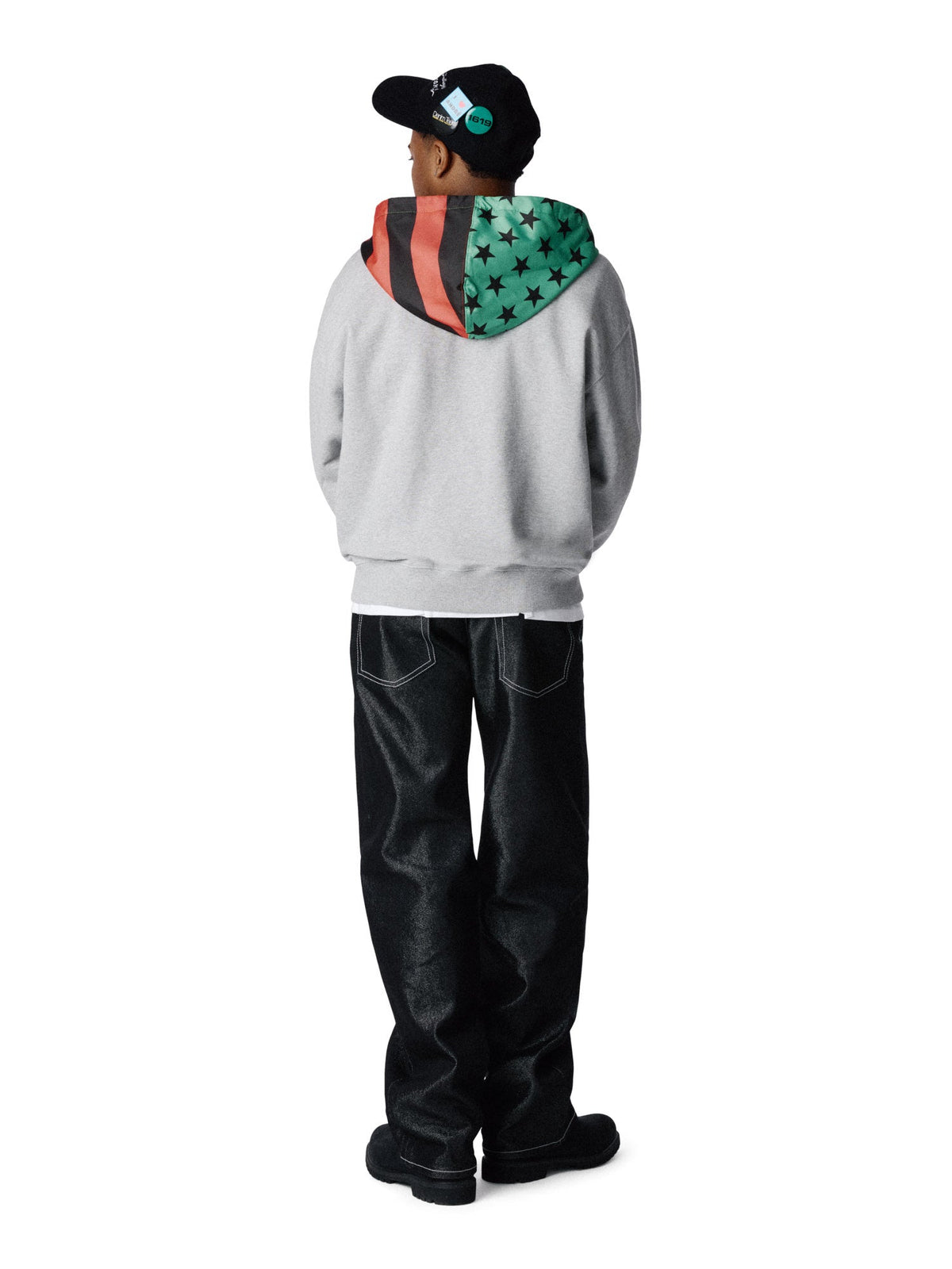 Denim Tears Pan African Peace Wreath Zip Up Hoodie Grey