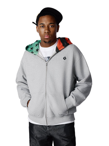 Denim Tears Pan African Peace Wreath Zip Up Hoodie Grey