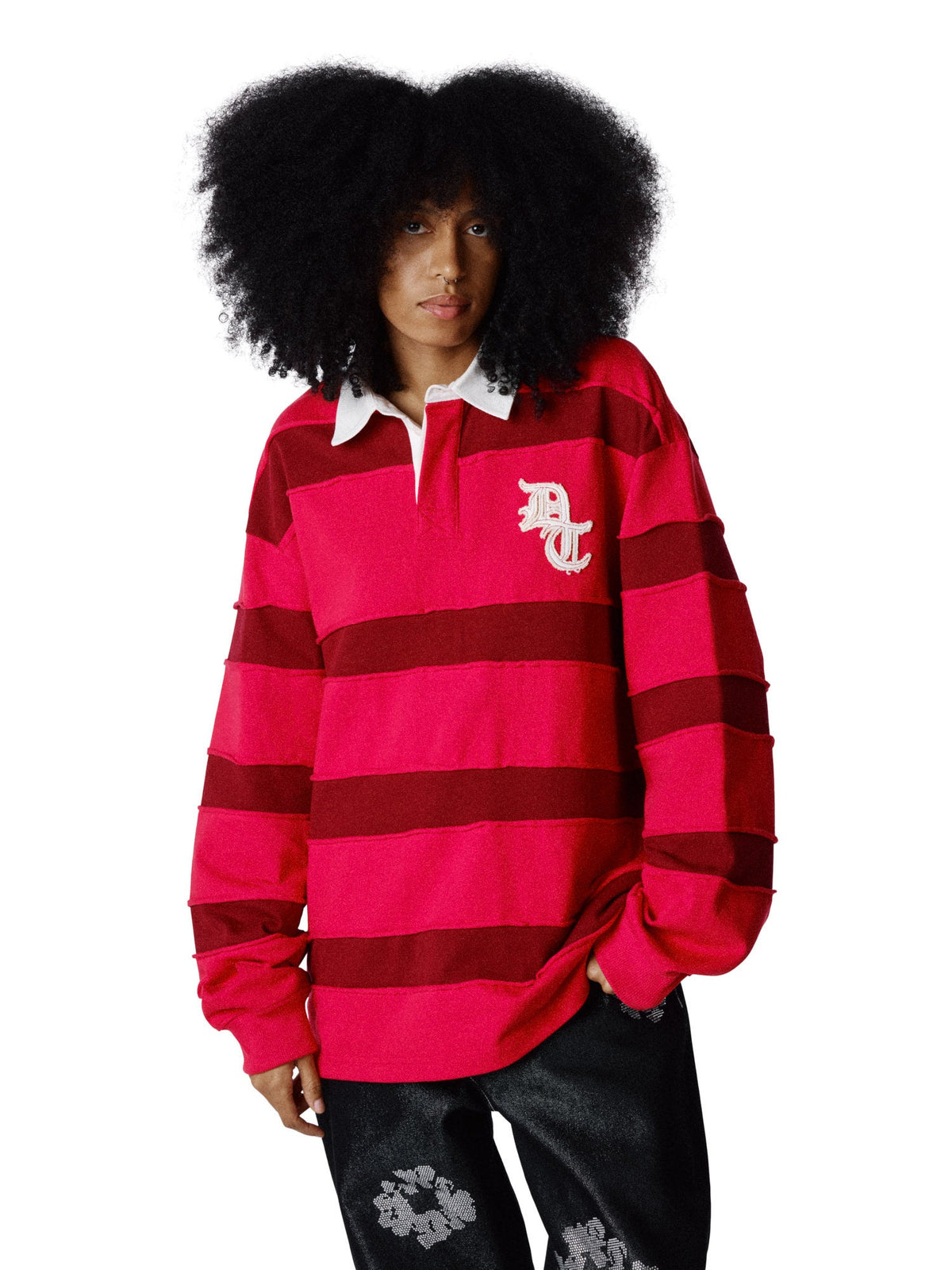 Denim Tears Paneled Rugby Shirt Red