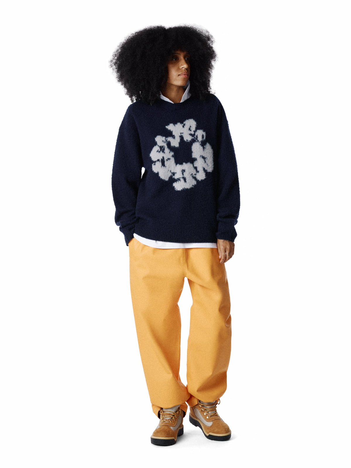 Denim Tears Pilled Cotton Wreath Sweater Navy