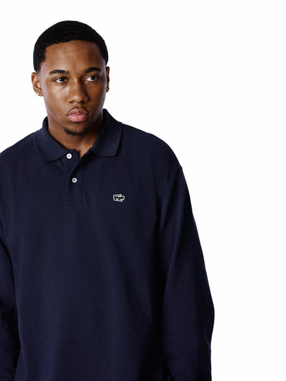 Denim Tears Pique Panther Long Sleeve Polo Navy