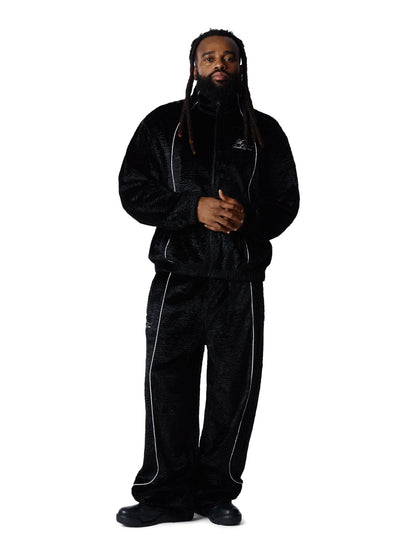 Denim Tears Faux Astrakhan Track Jacket Black