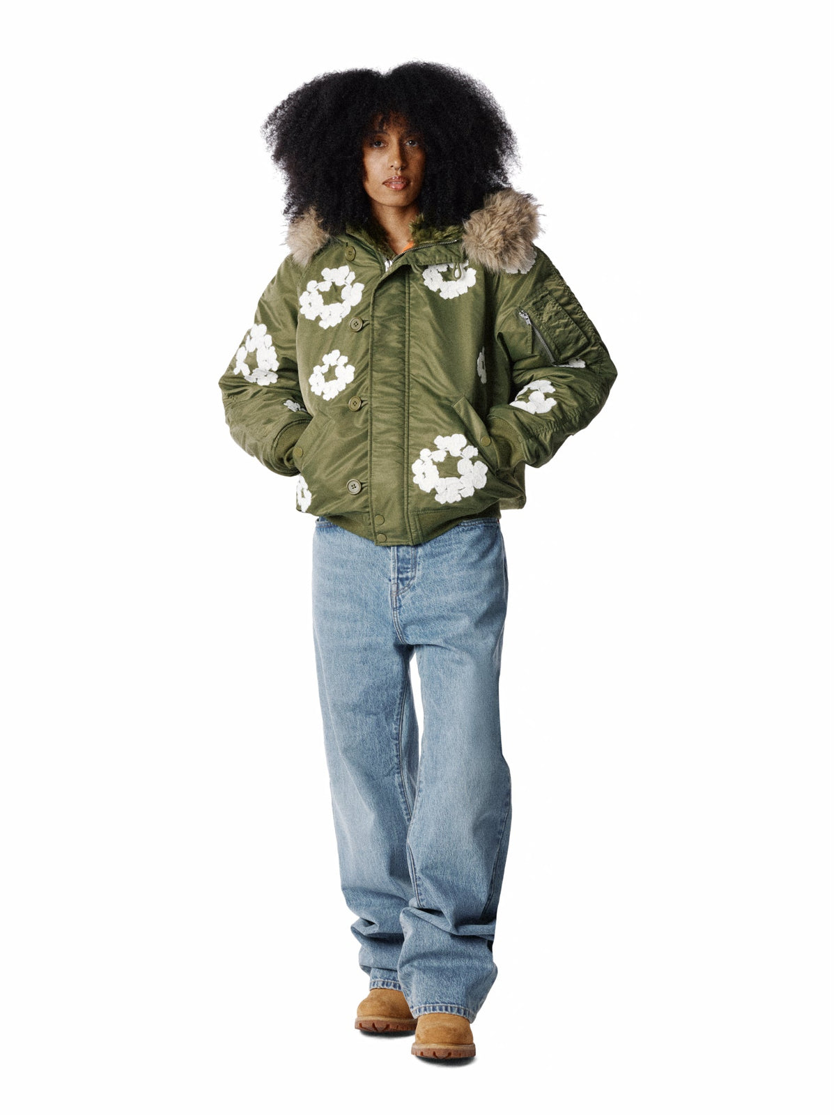 Denim Tears Cotton Wreath Chainstitch N-2B Flight Jacket Military Green
