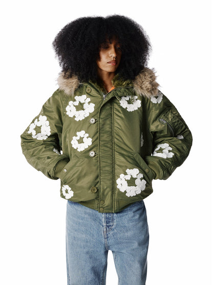 Denim Tears Cotton Wreath Chainstitch N-2B Flight Jacket Military Green