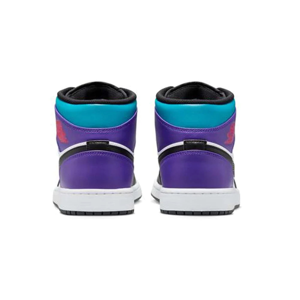 Teal and top purple jordans