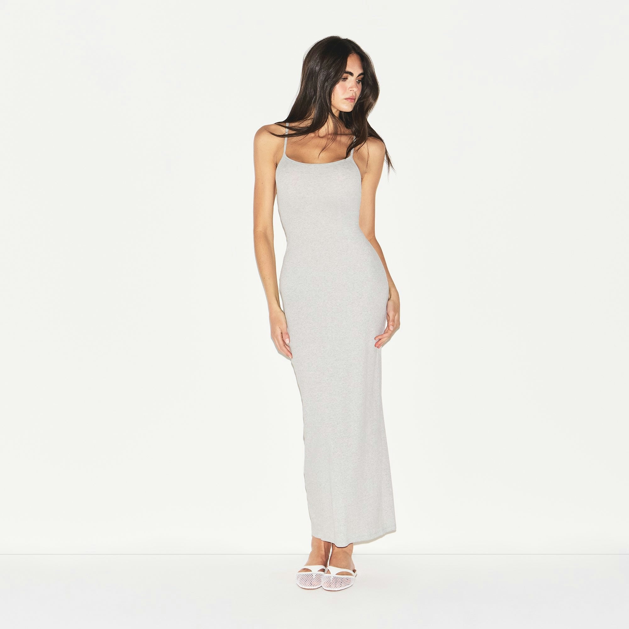 COTTON RIB LONG CAMI DRESS