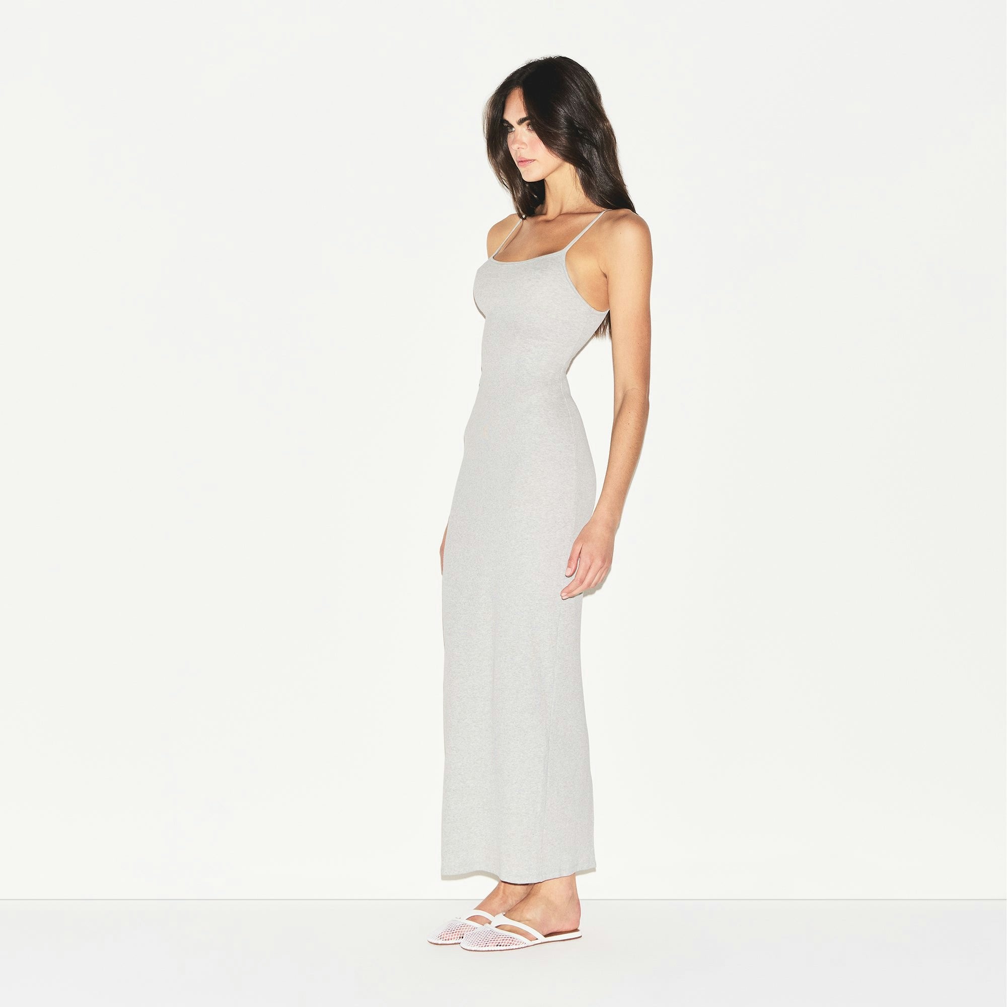 COTTON RIB LONG CAMI DRESS