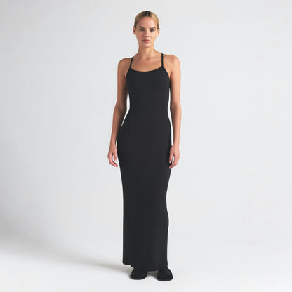 COTTON RIB LONG CAMI DRESS