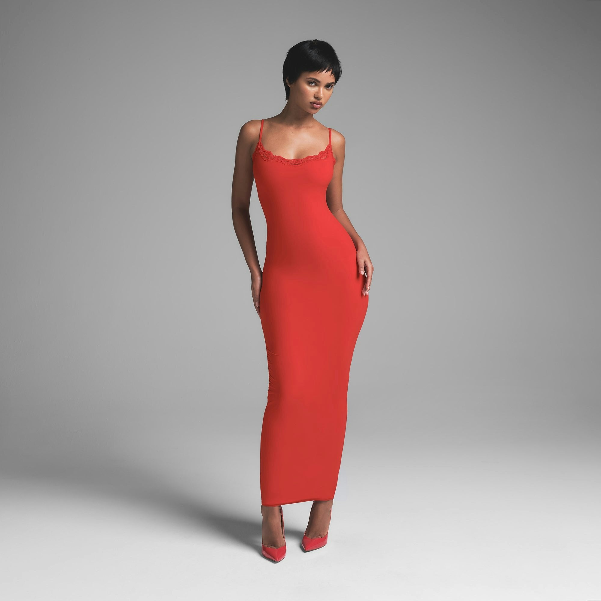 FITS EVERYBODY LACE LONG SLIP DRESS