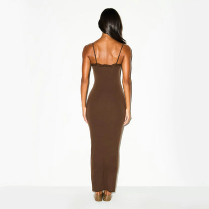 Skims Fits Everybody Lace Long Slip Dress Espresso