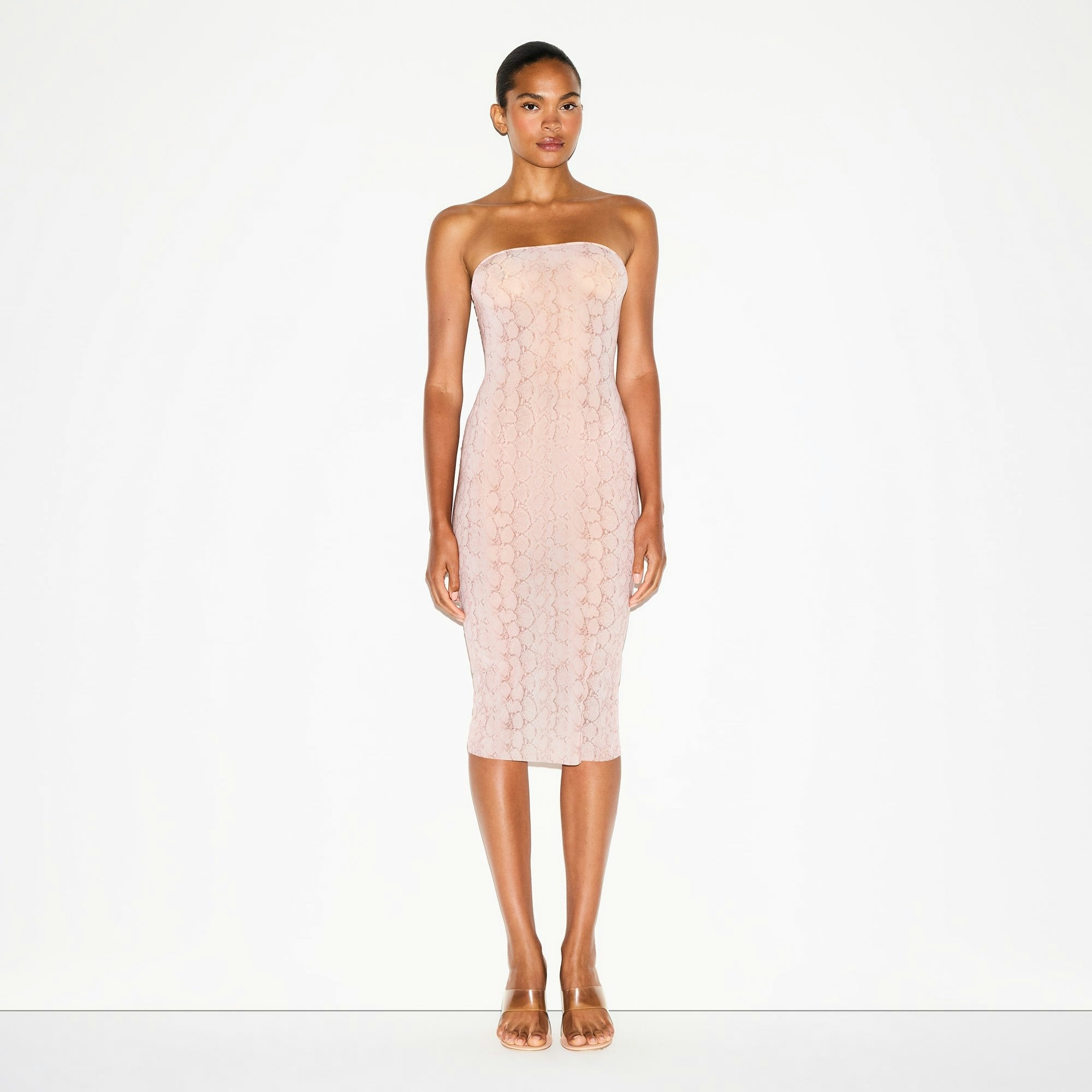MILKY SHEER MIDI TUBE DRESS