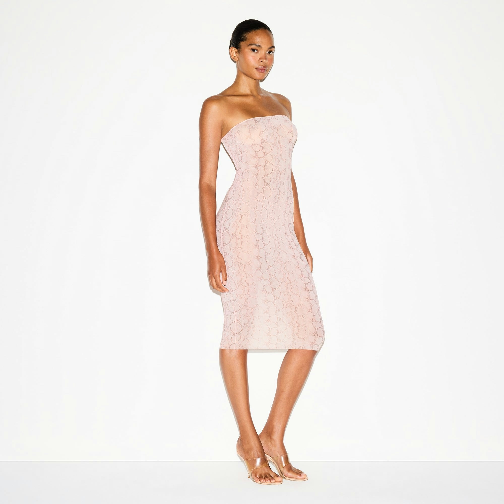 MILKY SHEER MIDI TUBE DRESS