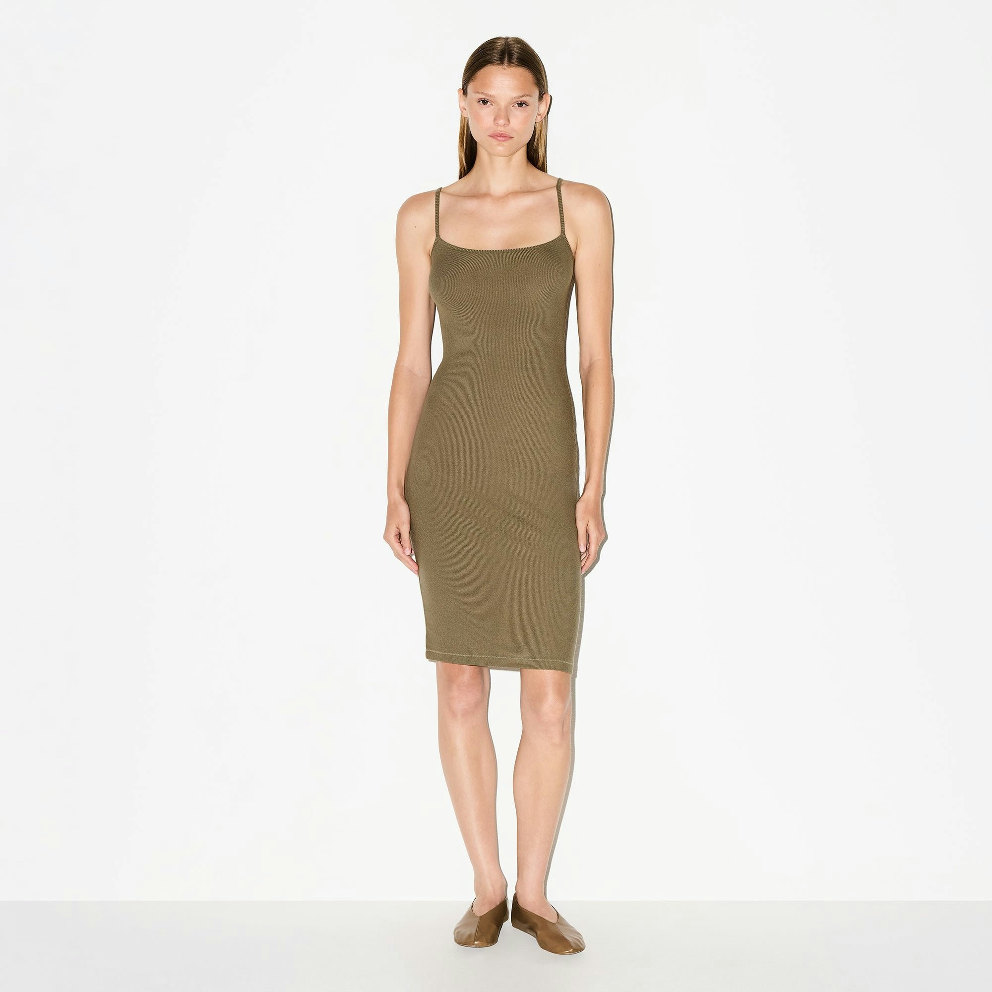 Skims Soft Lounge Midi Slip Dress Oak