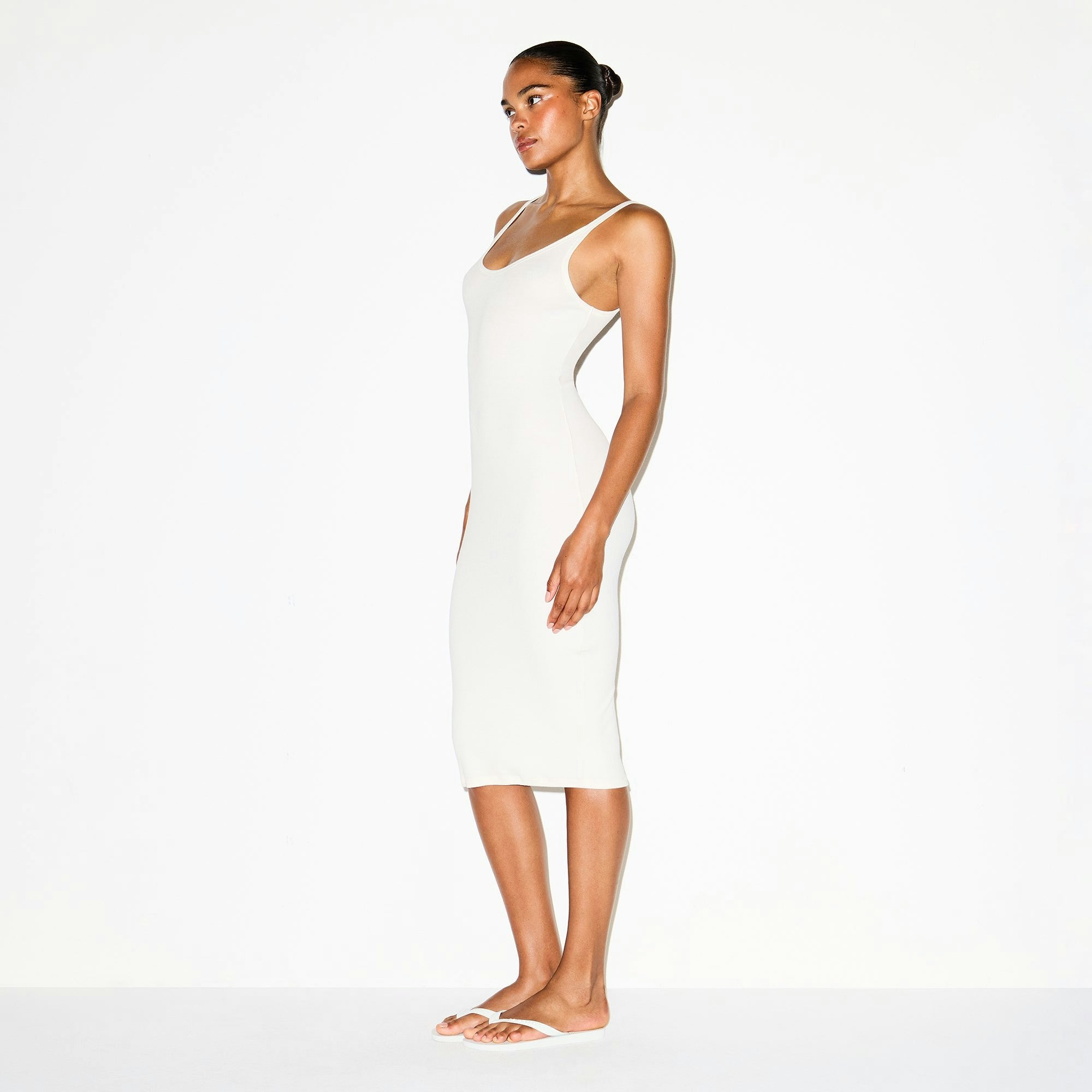 Skims Cotton Rib Tank Midi Dress Marble