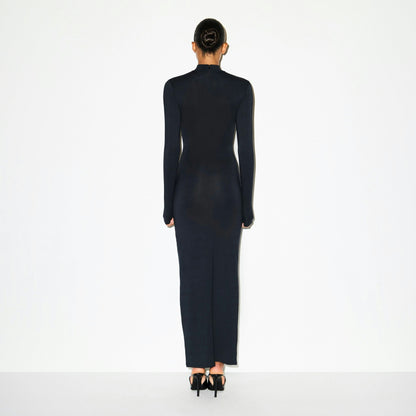 Skims Smooth Layers Turtleneck Long Dress Obsidian