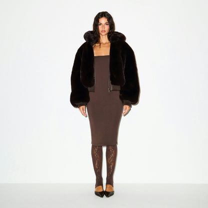 Skims Smooth Layers Square Neck Midi Dress Espresso