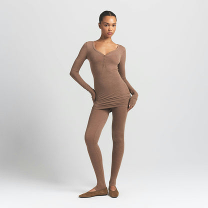 Skims Wool Rib Henley Dress Sienna