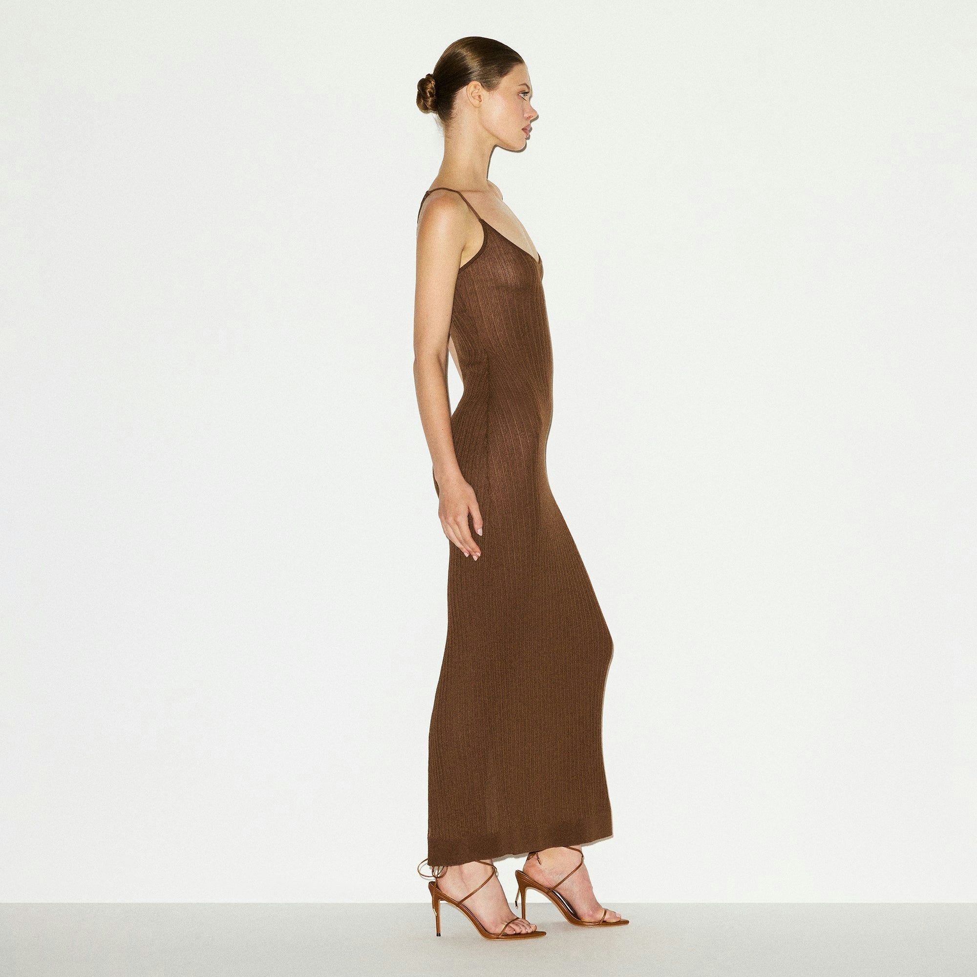 SHEER KNIT LONG CAMI DRESS