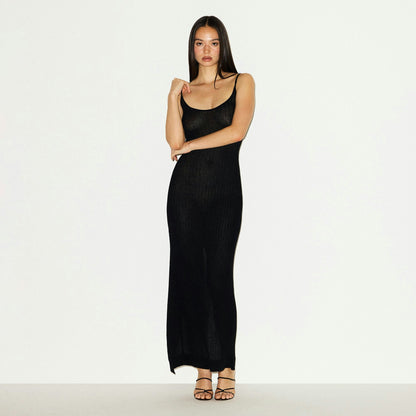 SHEER KNIT LONG CAMI DRESS