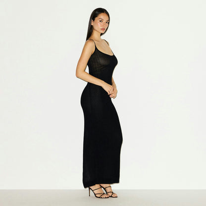 SHEER KNIT LONG CAMI DRESS