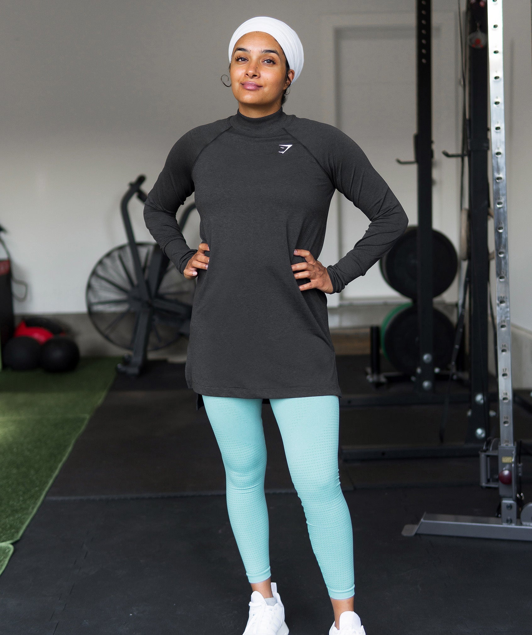 Women's Gymshark Vital Long Line Top Black Marl