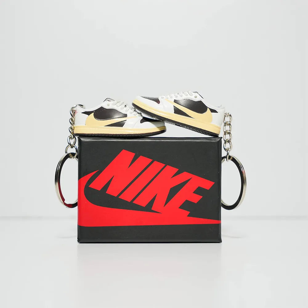 3D Sneaker Keychain With Box - Nike AJ1 Low Travis Scott Reverse Mocha