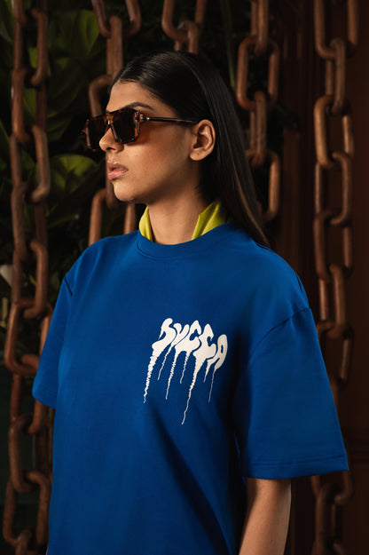 Fake Patch Tshirt in Royal Blue Regular Fit