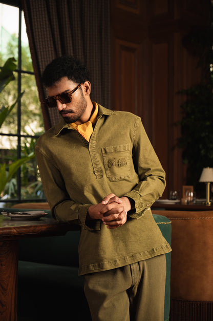 Guilty Pleasure Denim Pullover In Green