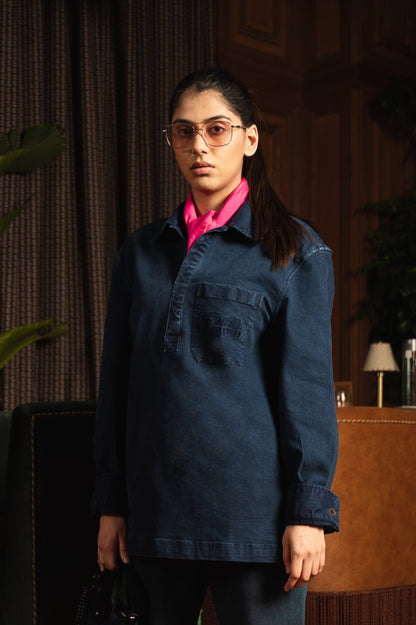 Guilty Pleasure Denim Pullover In Blue