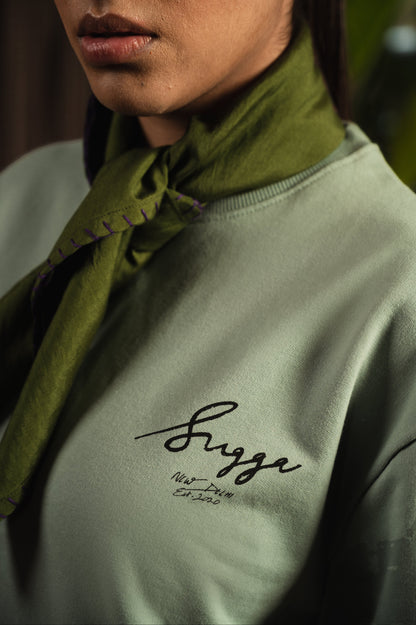 Sugga Handwritten Tshirt In Matcha Green Regular Fit