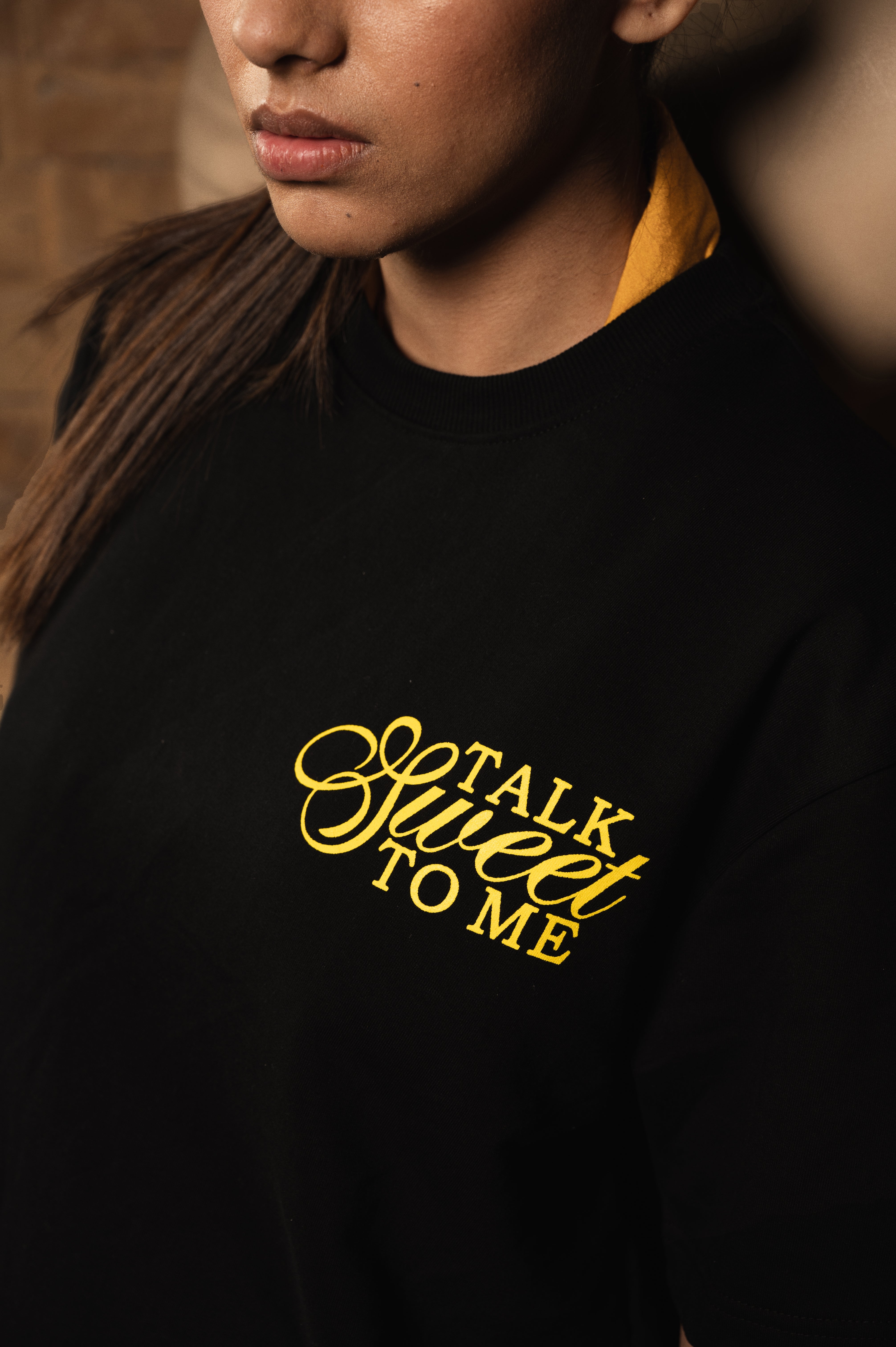 Talk Sweet To Me Tshirt In Black Regular Fit