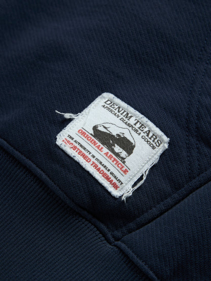 Denim Tears Distressed Tackle Twill Zip Up Hoodie Navy