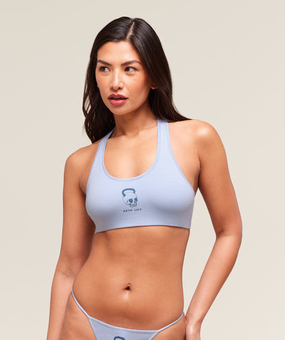 Women's Gymshark Deadlift Graphic Cotton Bralette Gentle Blue