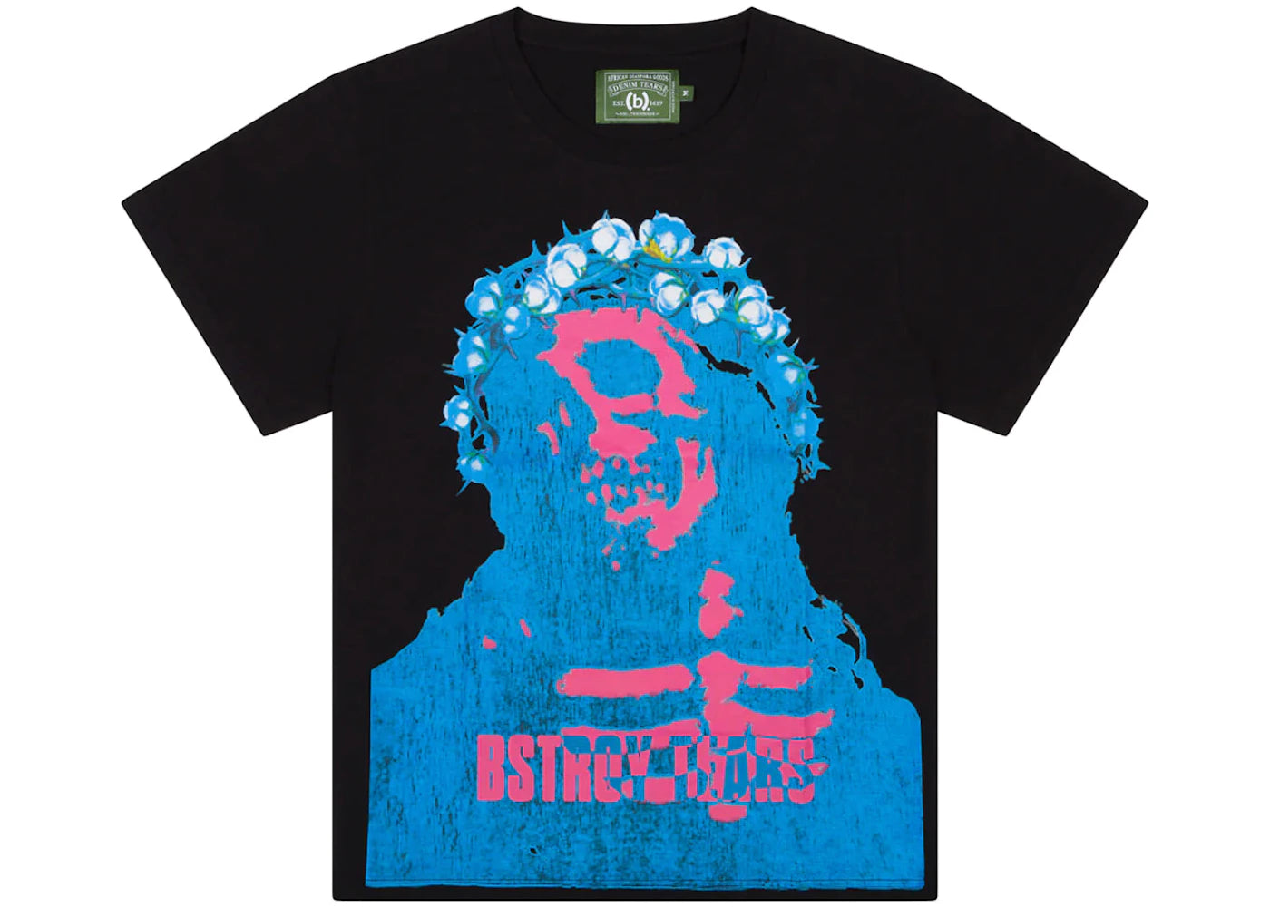 denim tears bstroy tears crown made of cotton tee black