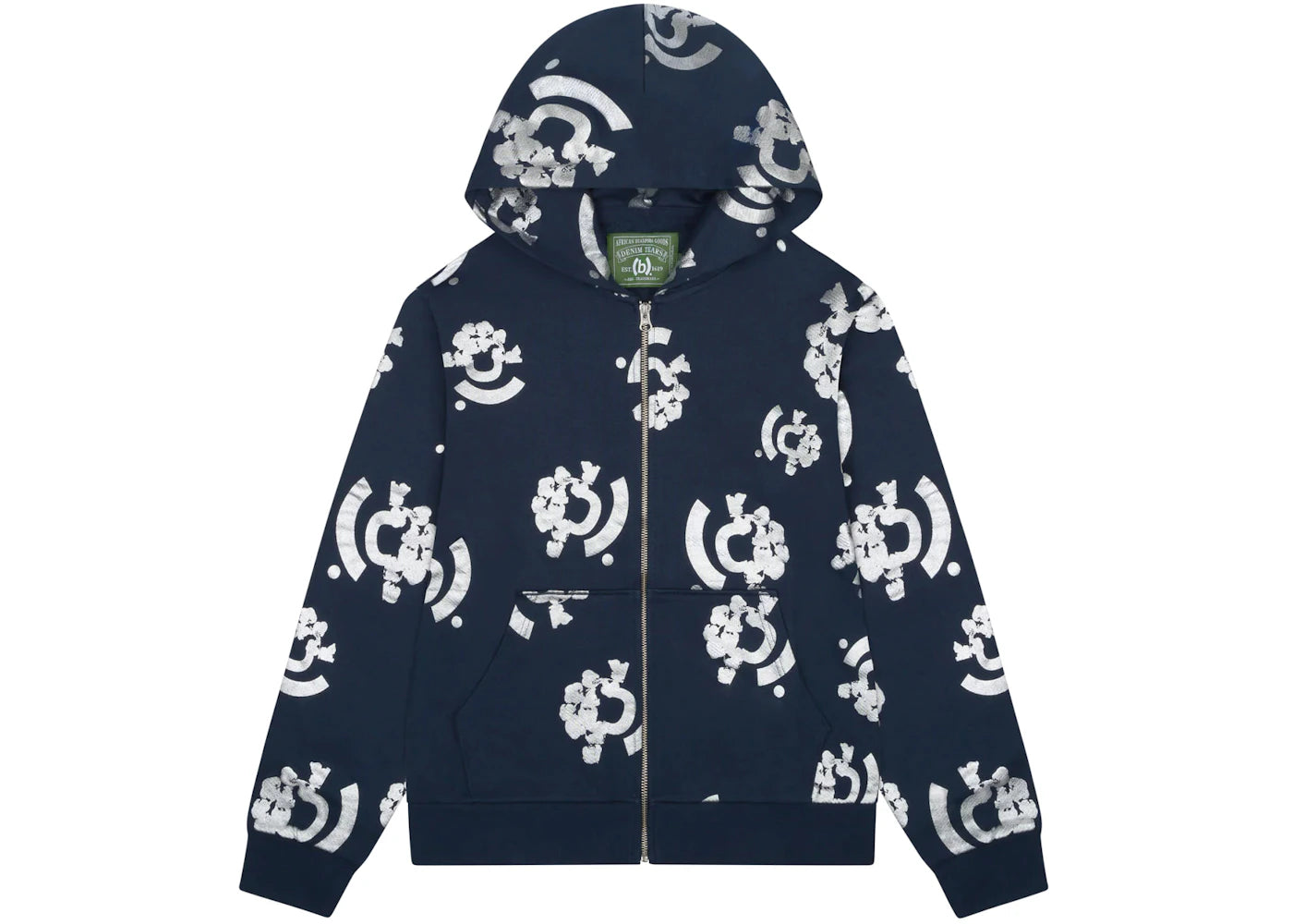 denim tears bstroy tears zip hoodie blue