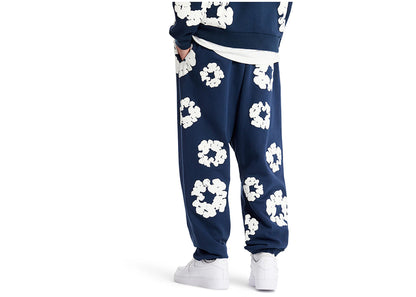 denim tears cotton wreath sweatpants navy