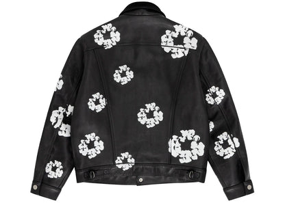 denim tears x levi's leather cotton wreath type-3 jacket black denim